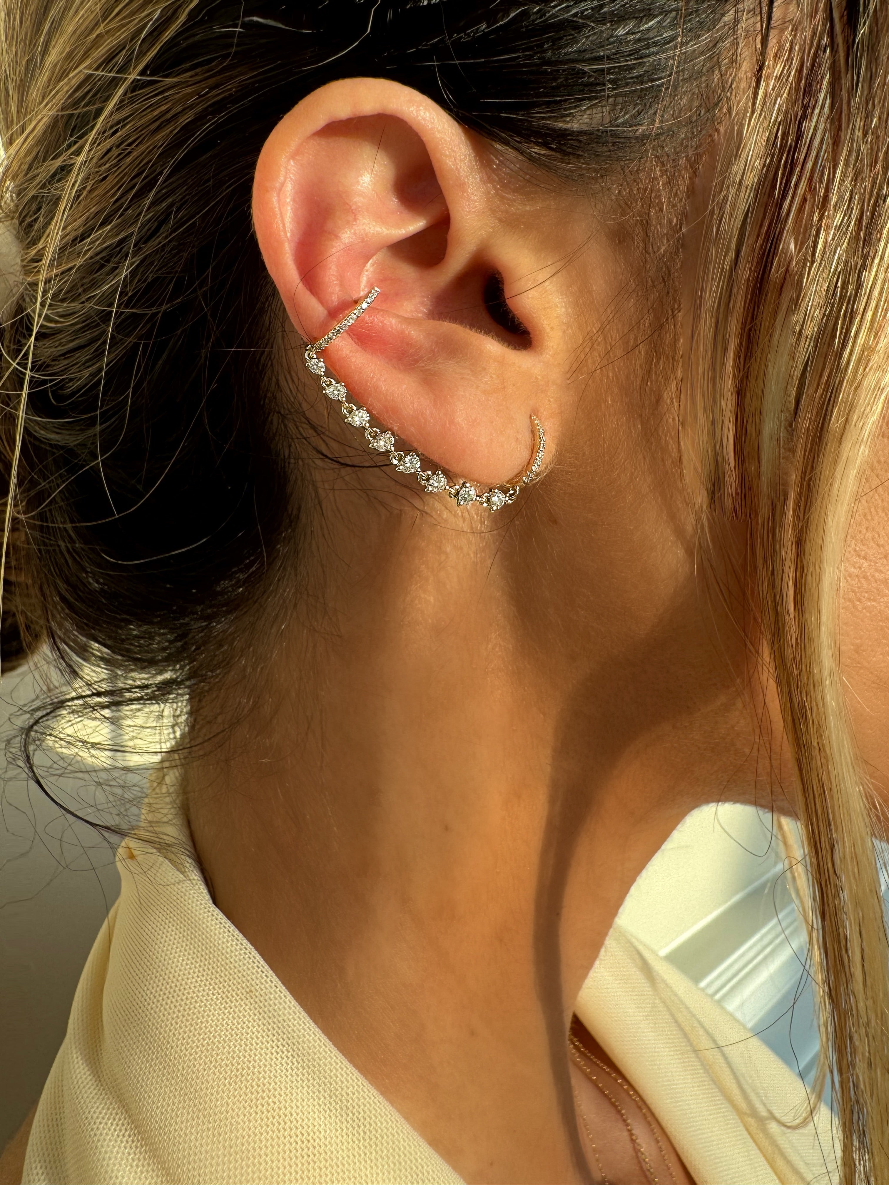 14K Diamond Hoops Styling earrings