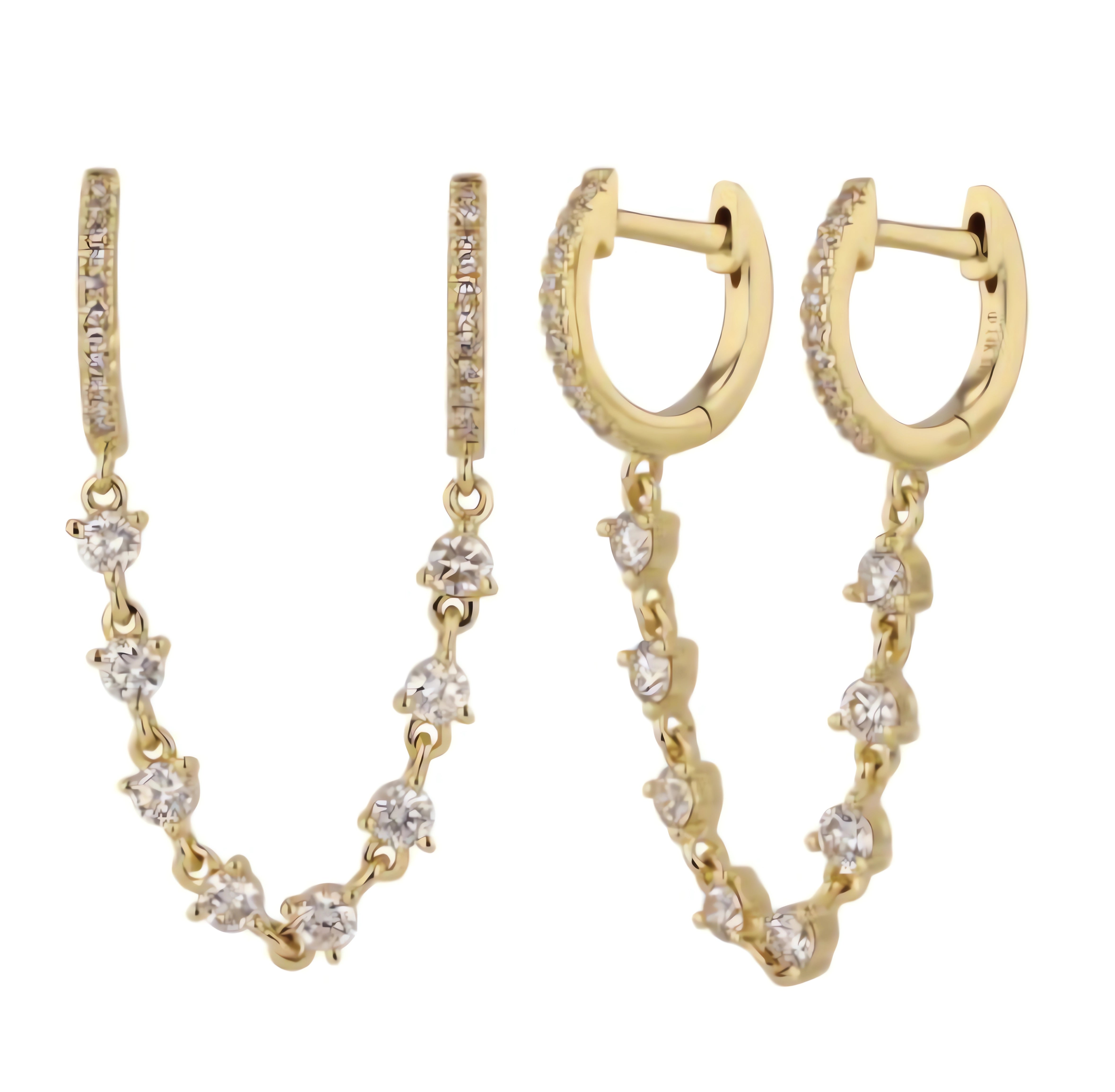 14K Diamond Hoops Styling earrings