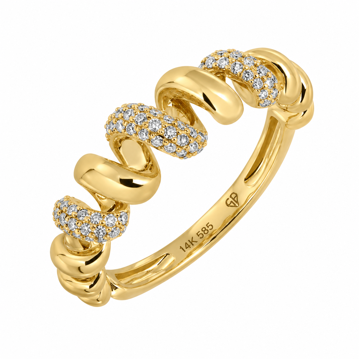 14k micro pave diamond ring