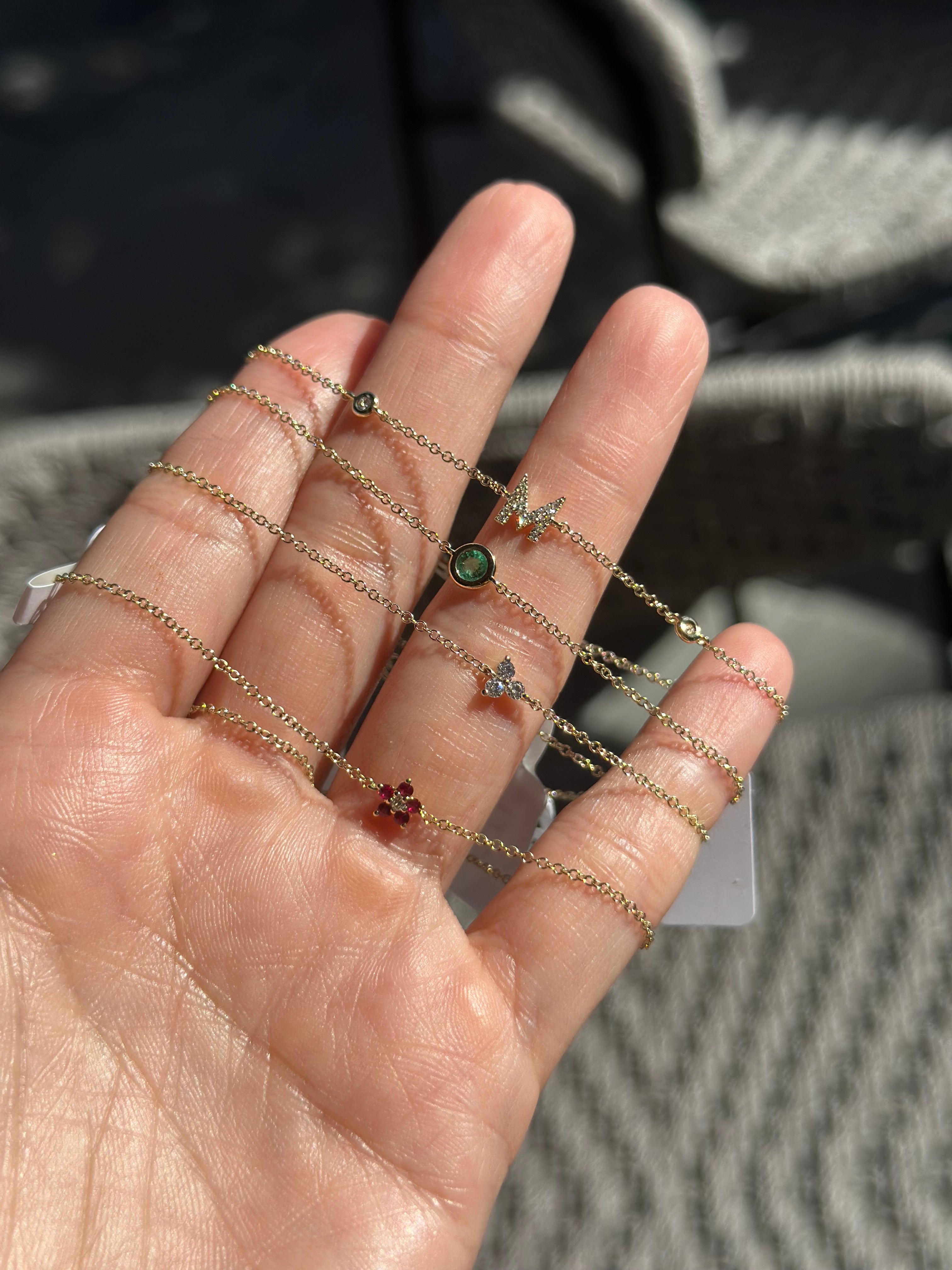 14K Gold Ruby Flower Bracelet