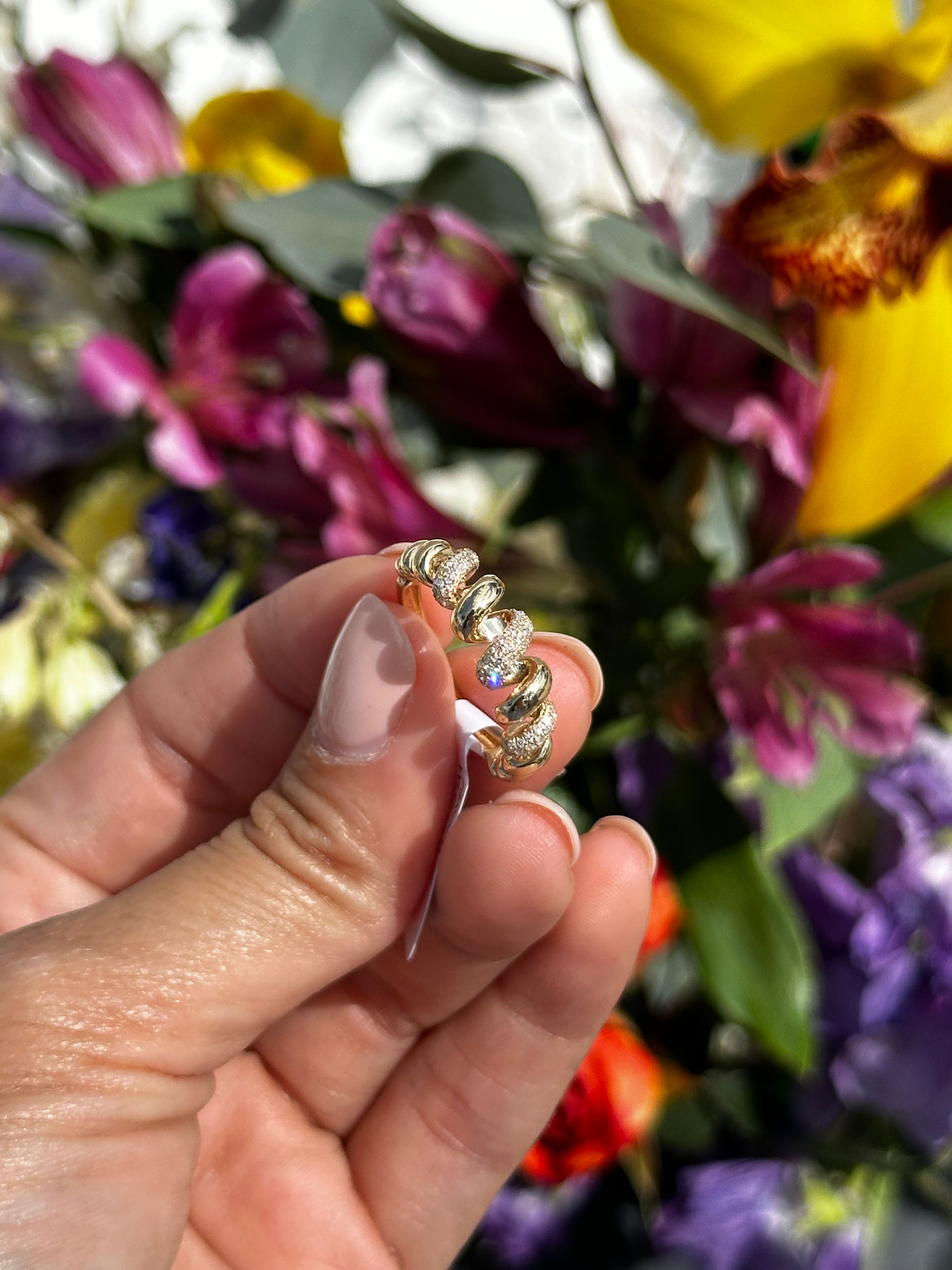 14k micro pave diamond ring