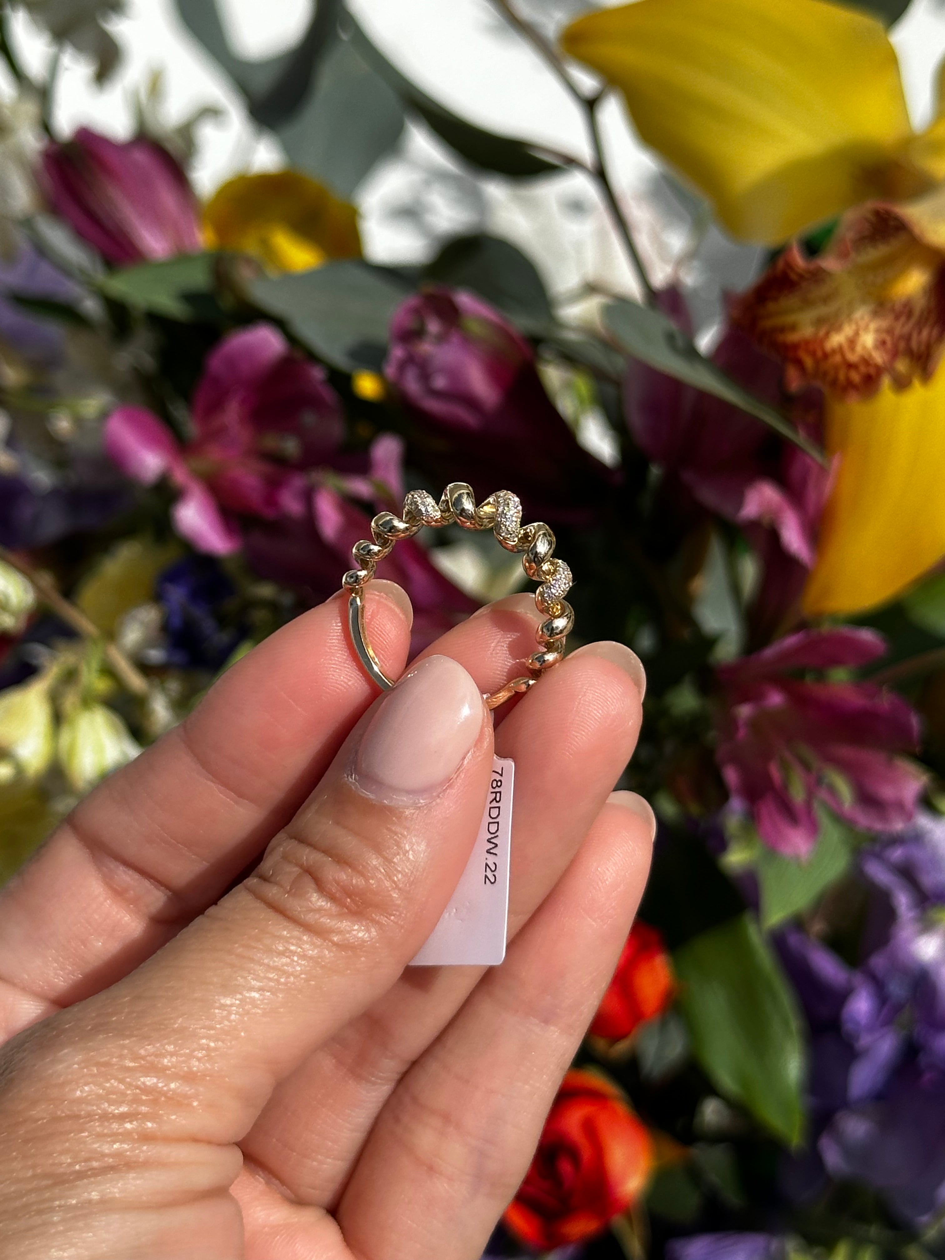 14k micro pave diamond ring