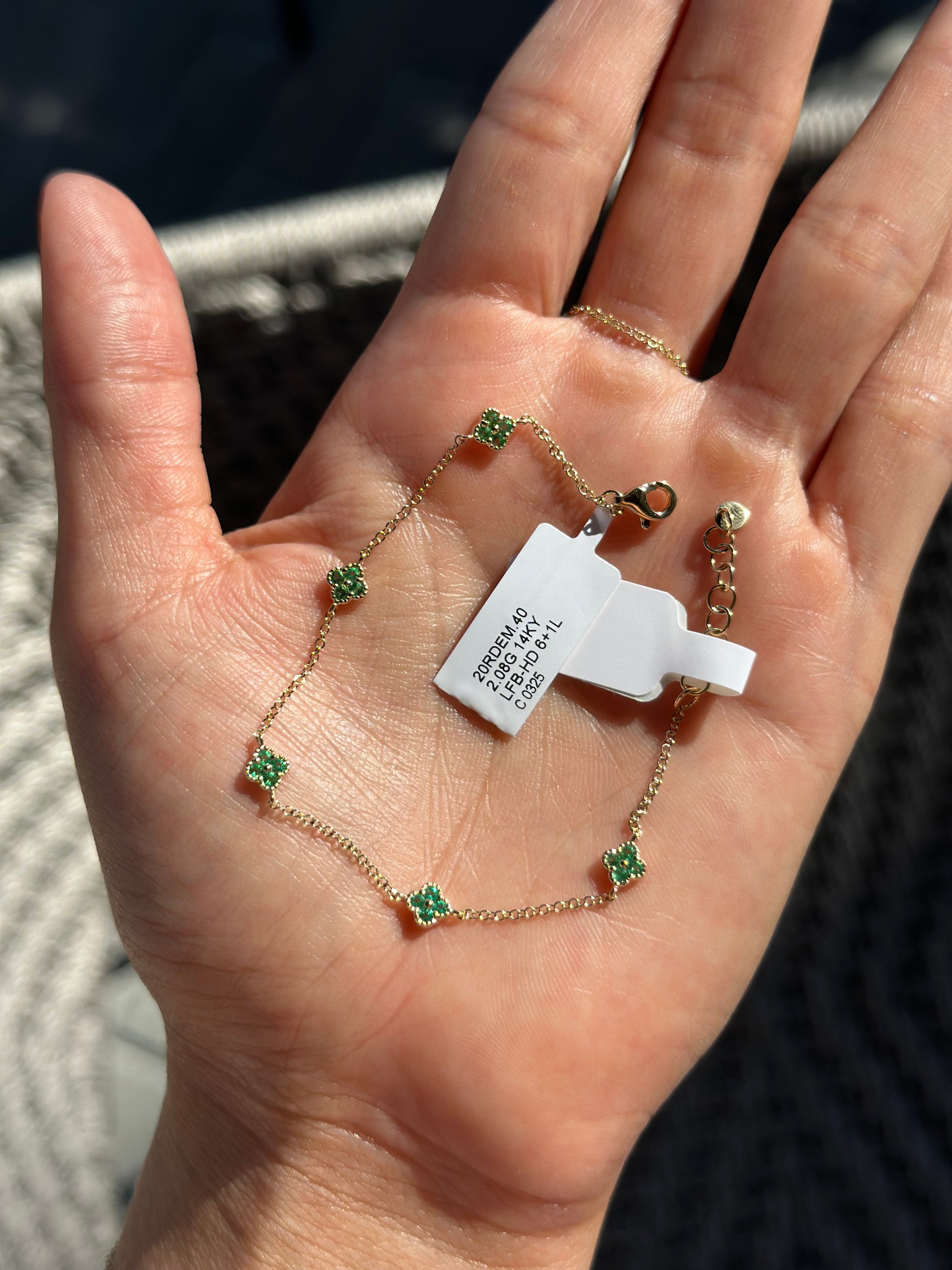 14 K Emerald flowers Bracelet