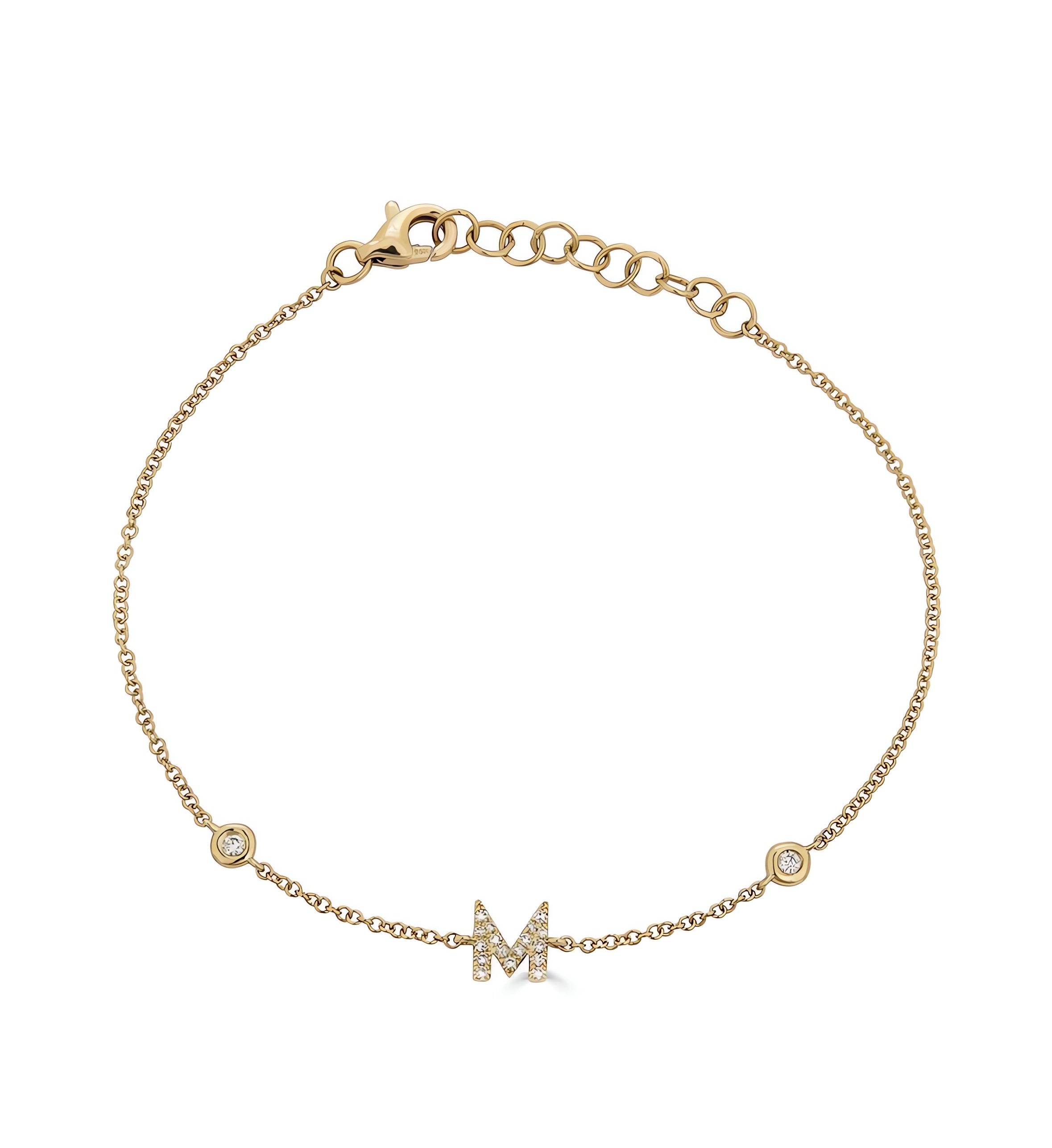 14K Gold Diamond initial Bracelet