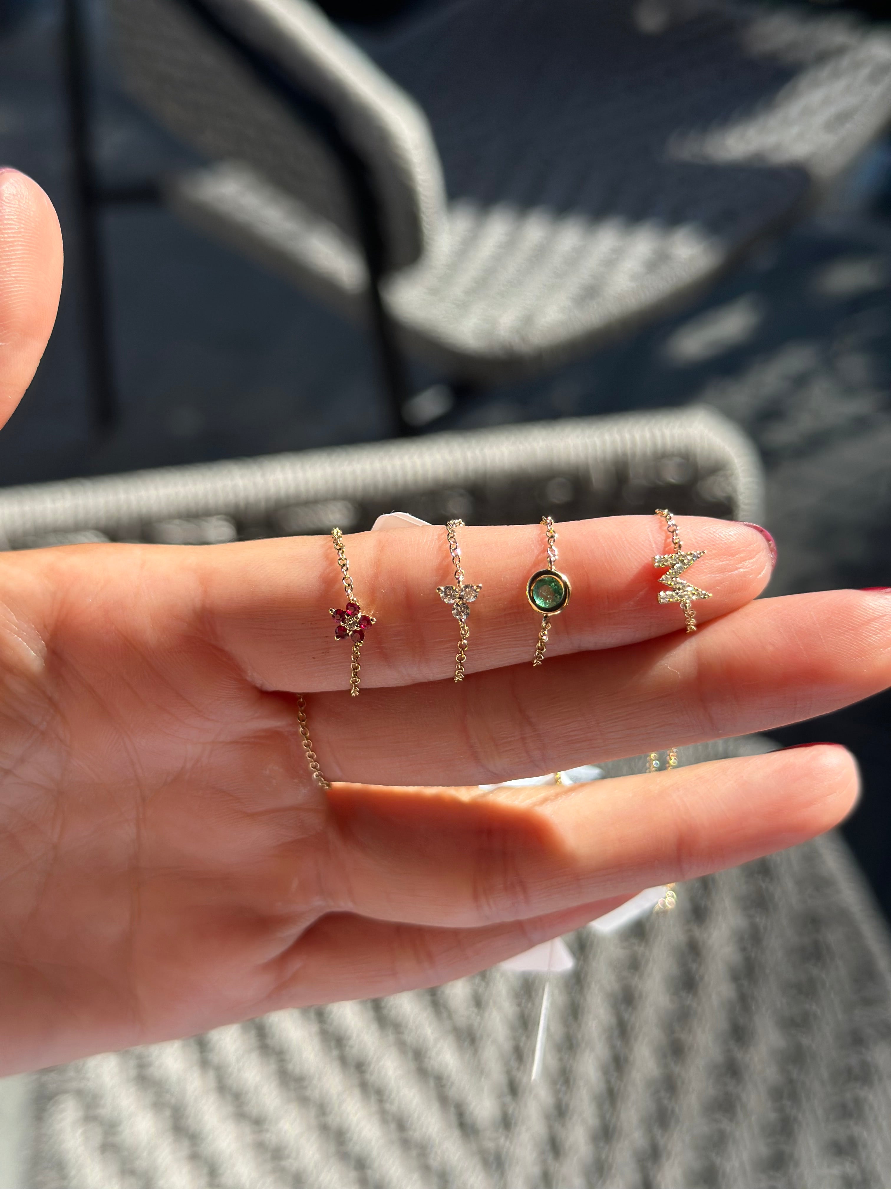 14K Gold Emerald bezel Bracelet