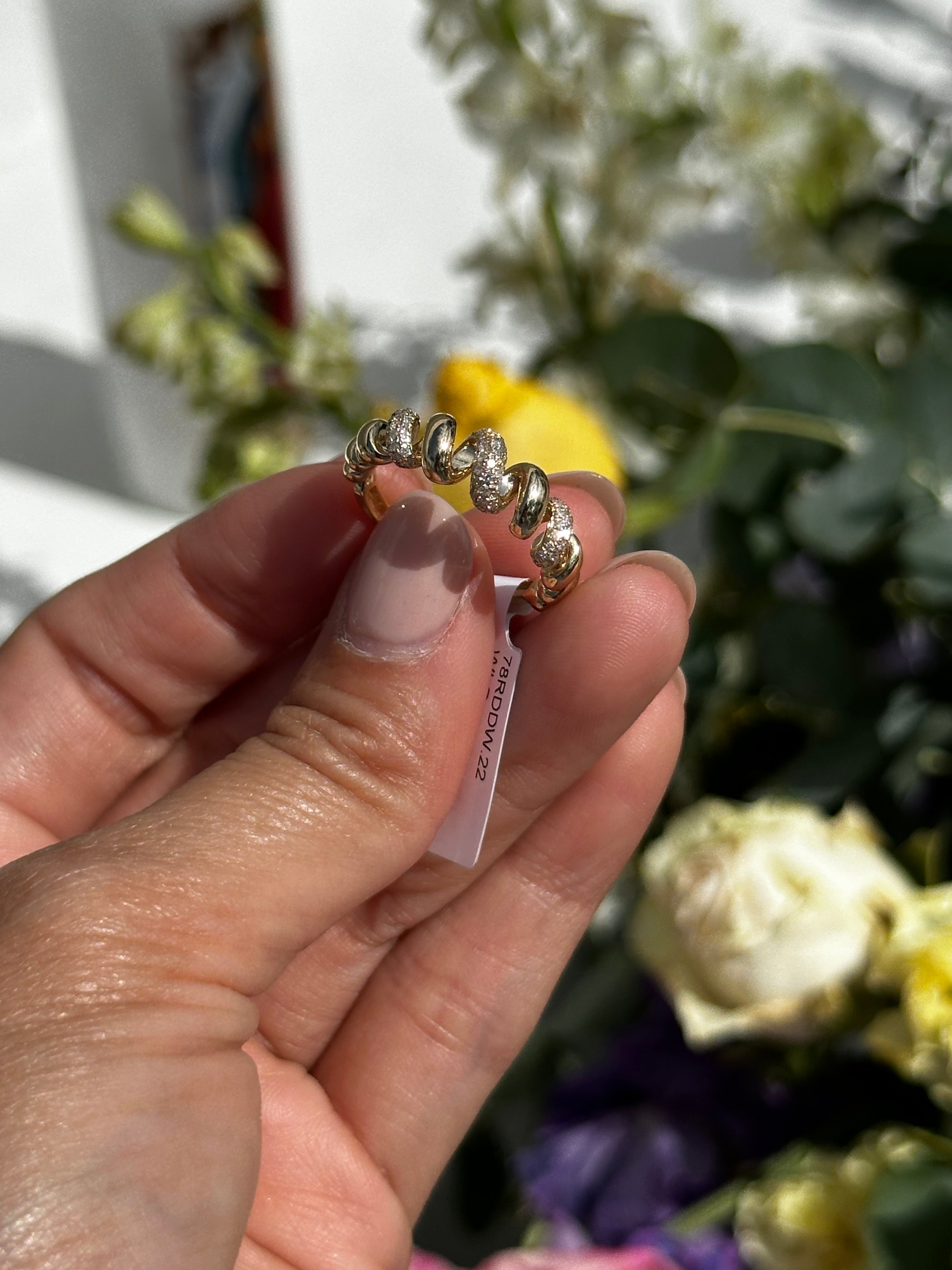 14k micro pave diamond ring