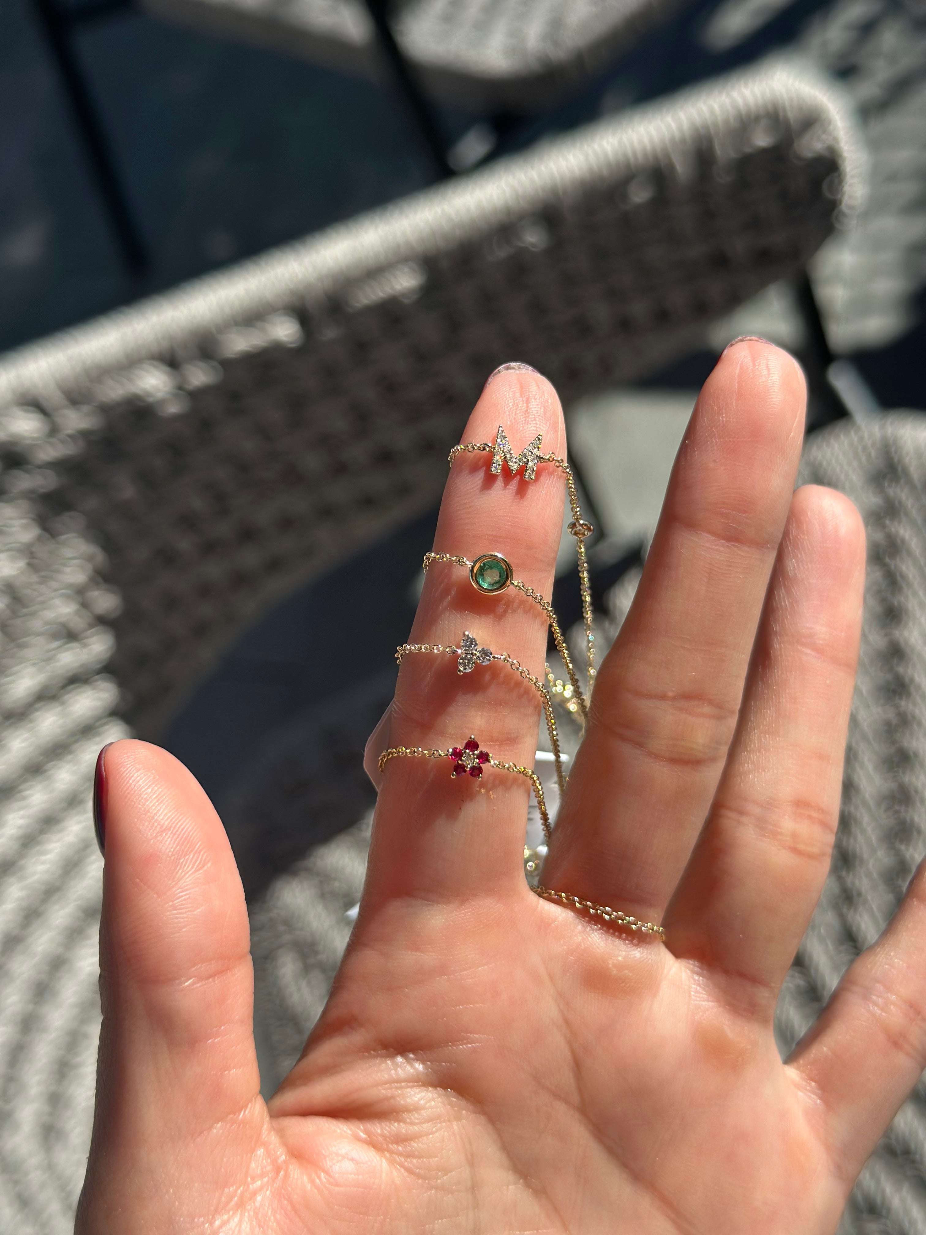 14K Gold Diamond initial Bracelet