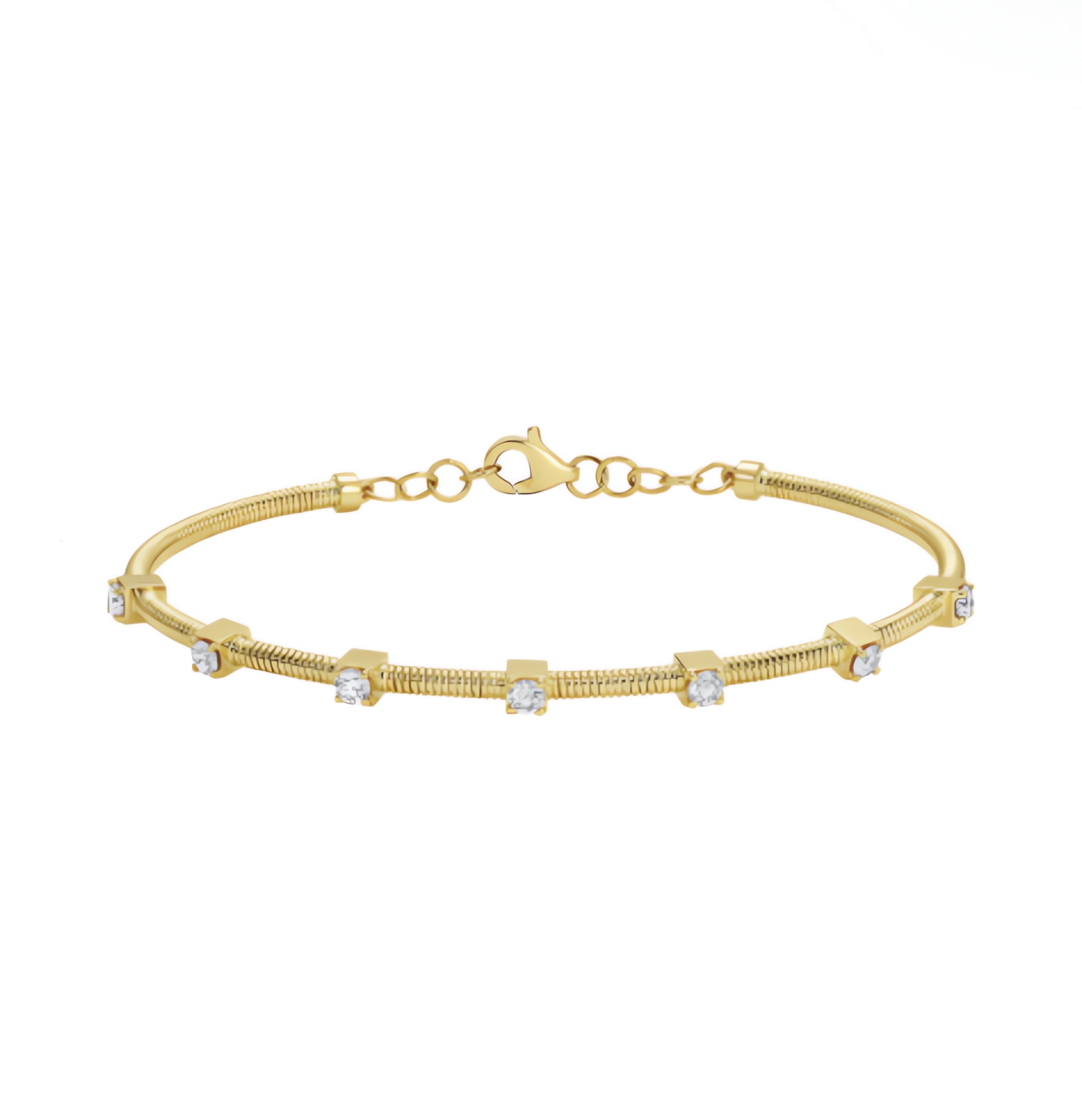 14k Yellow Gold Skinny Omega
Chain Diamond Bangle