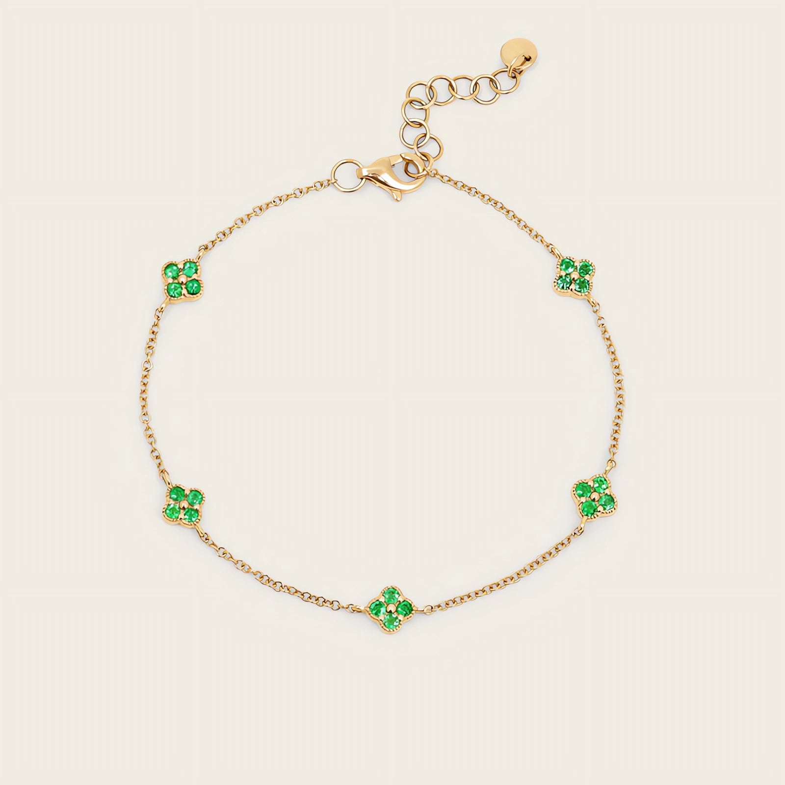 14 K Emerald flowers Bracelet